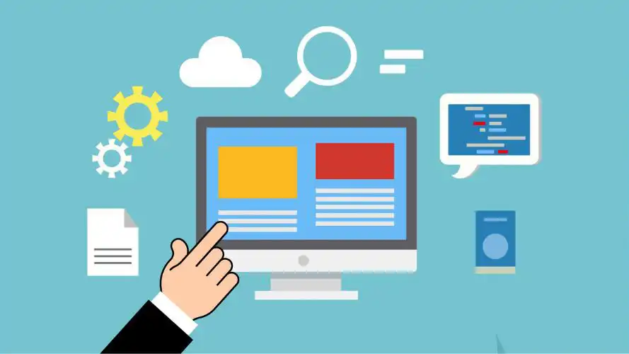 Graphic of a computer monitor with accessibility icons